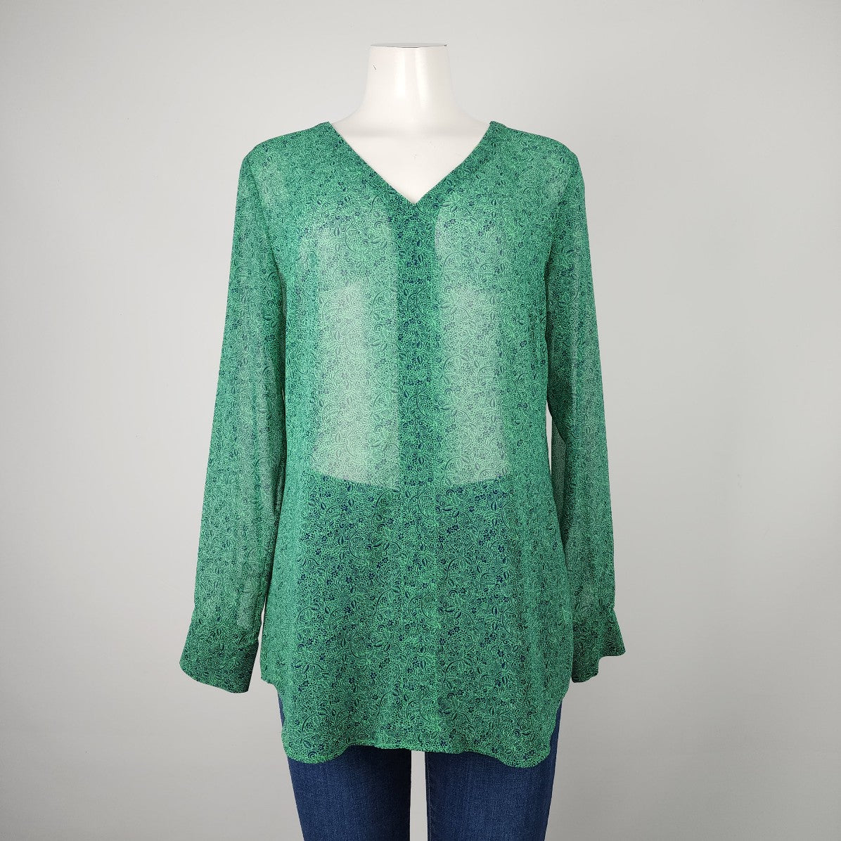 Cabi Beach Club Green Sheer Blouse Size M