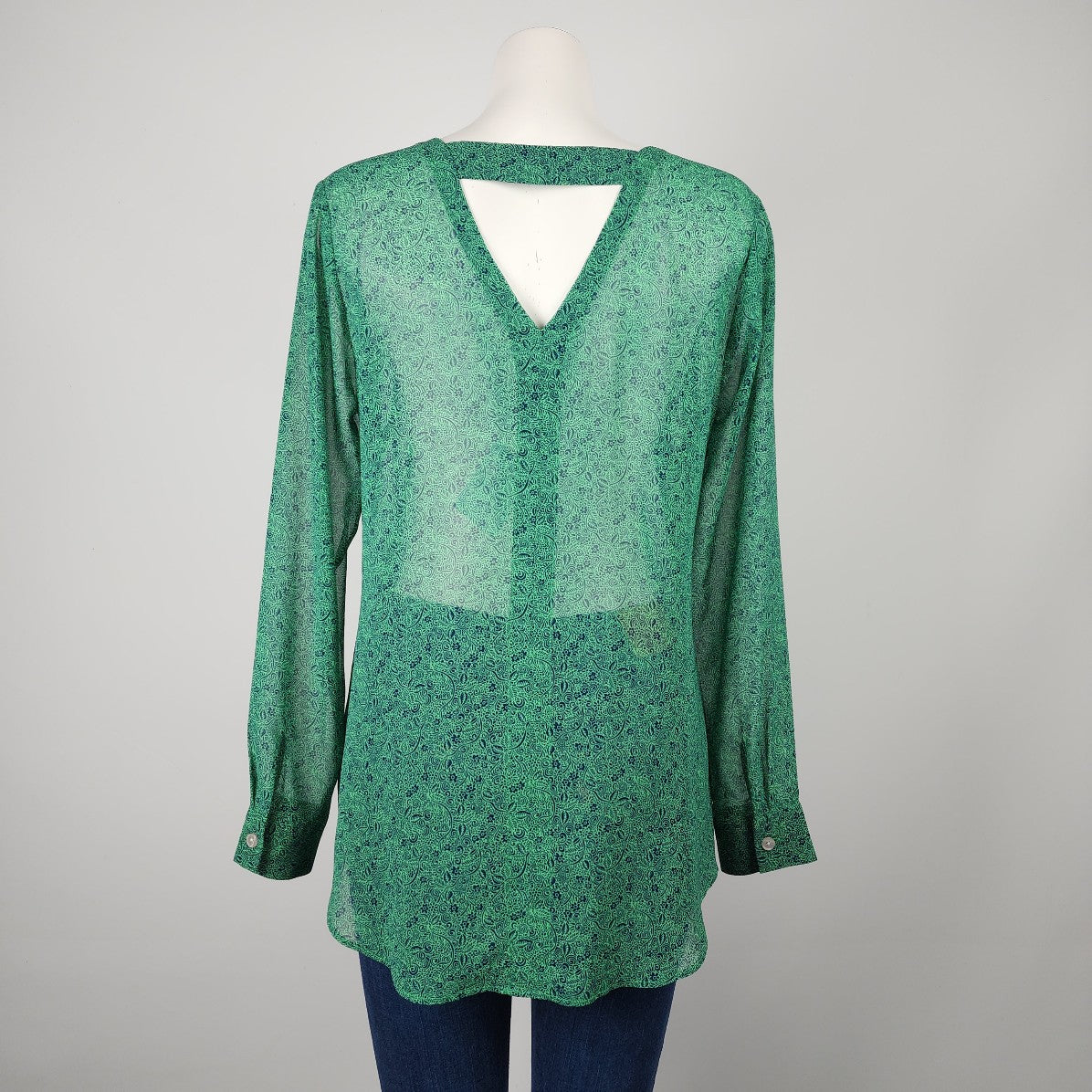 Cabi Beach Club Green Sheer Blouse Size M