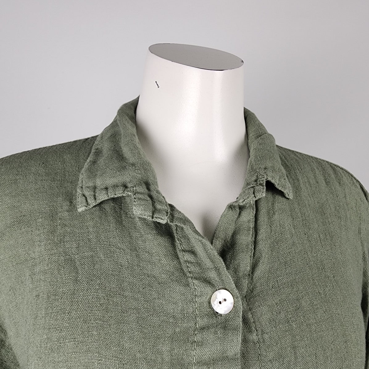 Made in Italy Green Linen Button Down Top Size M/L