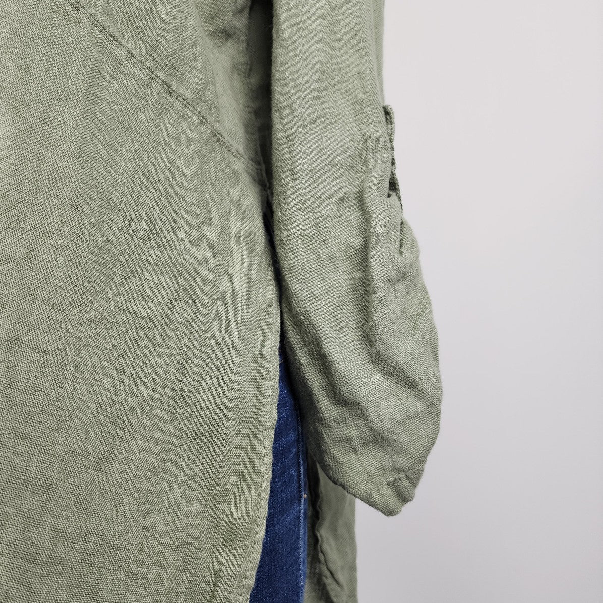 Made in Italy Green Linen Button Down Top Size M/L