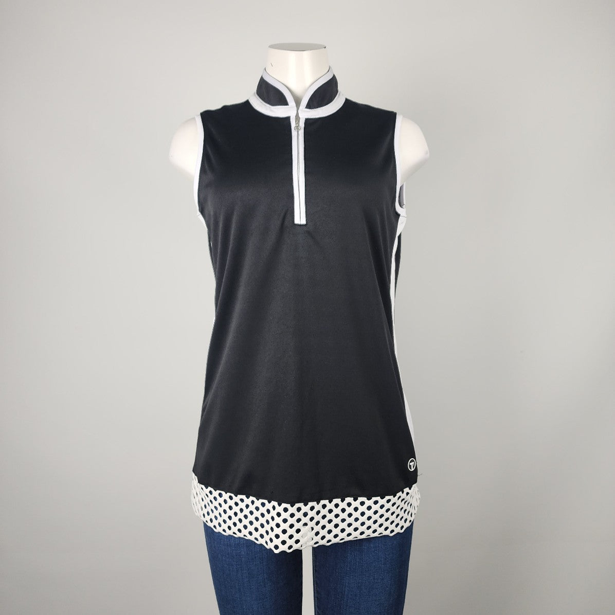 Tribal Black & White Golf Active Sleeveless Top Size M