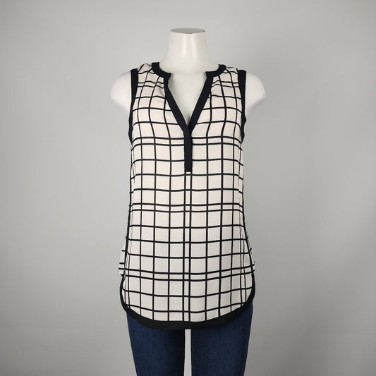 Banana Republic Black & White Check Sleeveless Top Size S