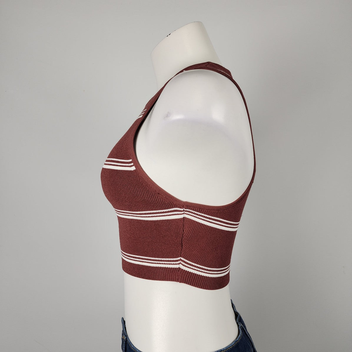 Babaton Aritzia Burgundy Knit Racer Crop Top Size M