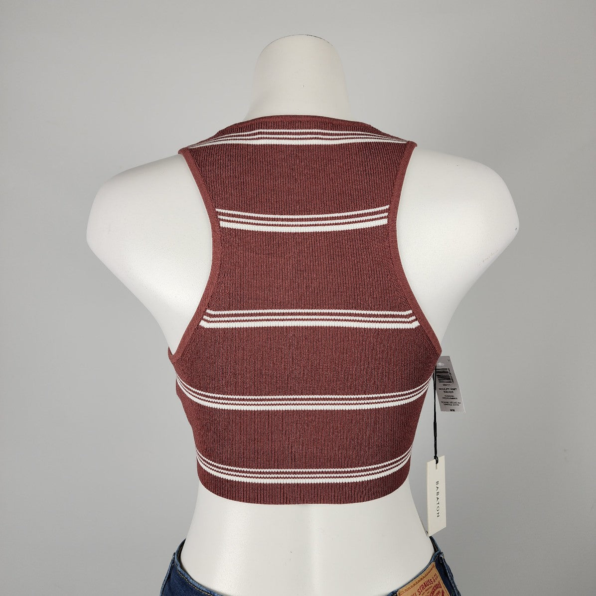 Babaton Aritzia Burgundy Knit Racer Crop Top Size M