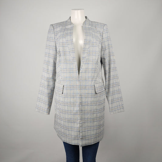 DKNY Grey Plaid Long Line Blazer Size 14