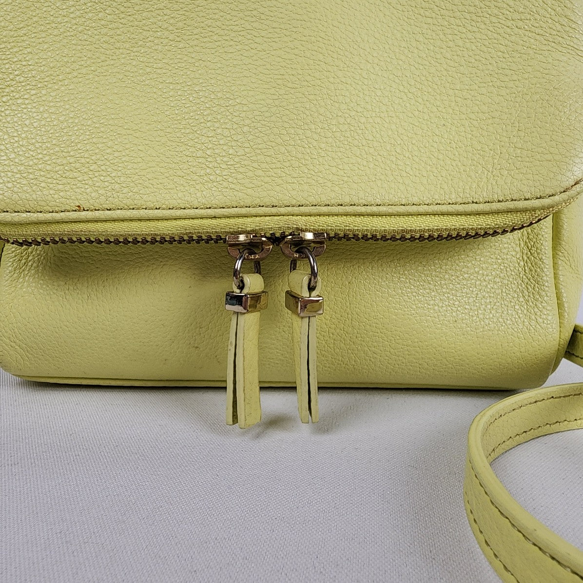 Talbots Neon Yellow Leather Crossbody Purse