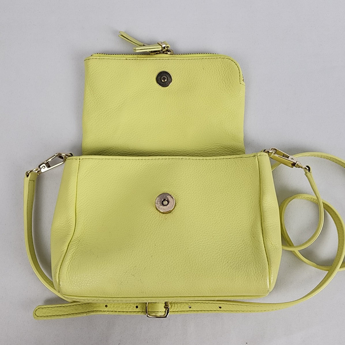 Talbots Neon Yellow Leather Crossbody Purse