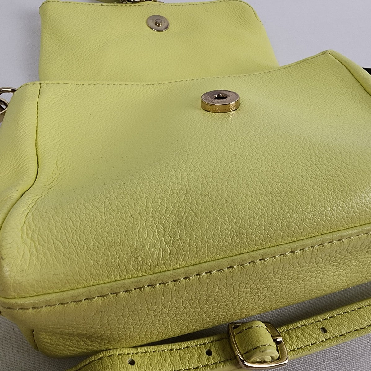 Talbots Neon Yellow Leather Crossbody Purse