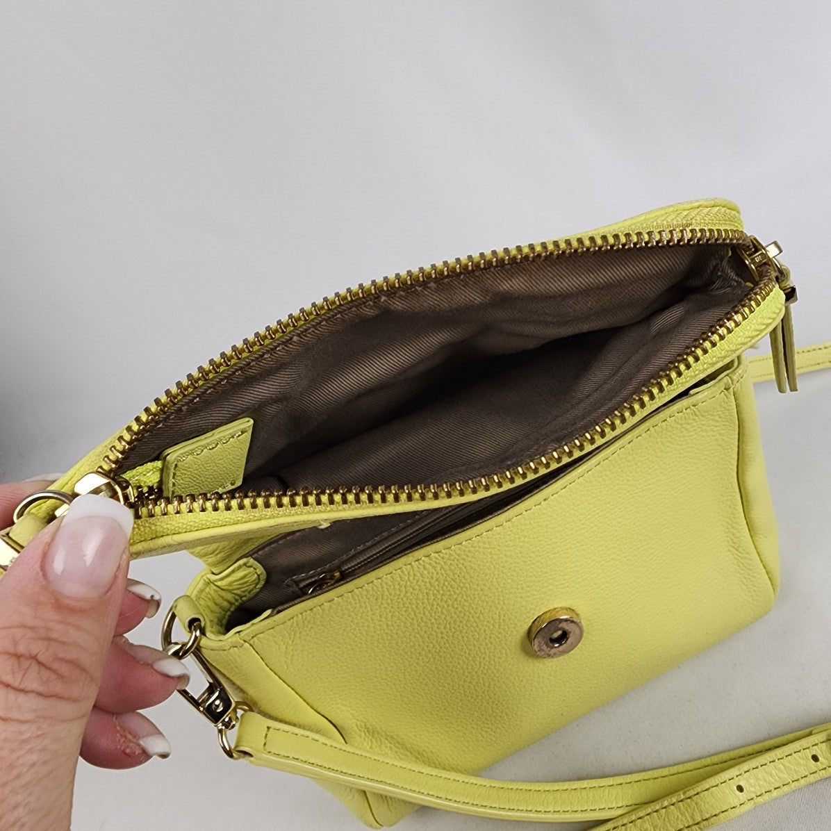 Talbots Neon Yellow Leather Crossbody Purse