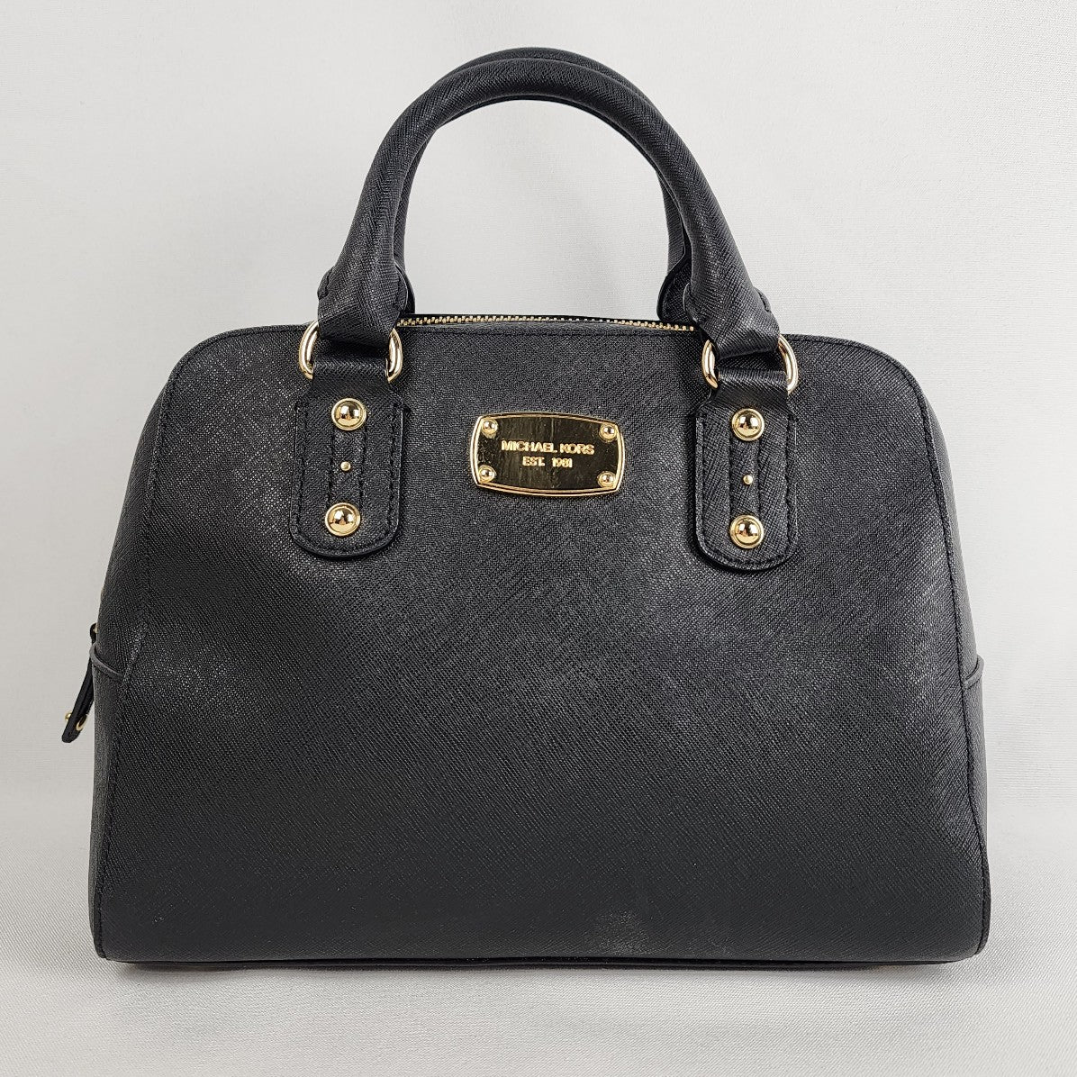 Michael Kors Black Leather Mini Cindy Satchel Purse