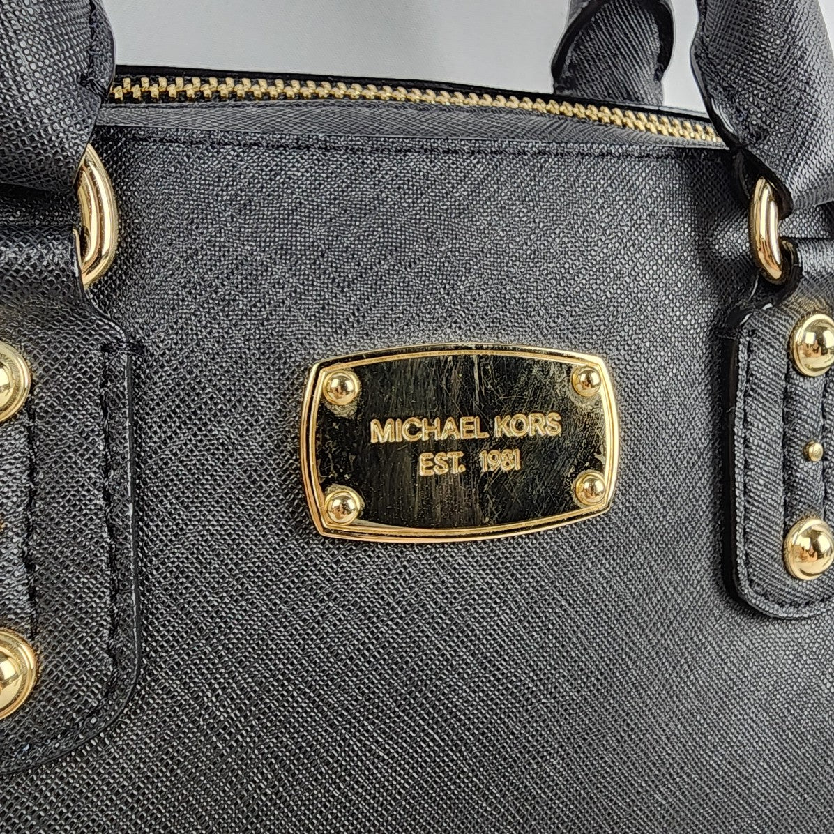 Michael Kors Black Leather Mini Cindy Satchel Purse