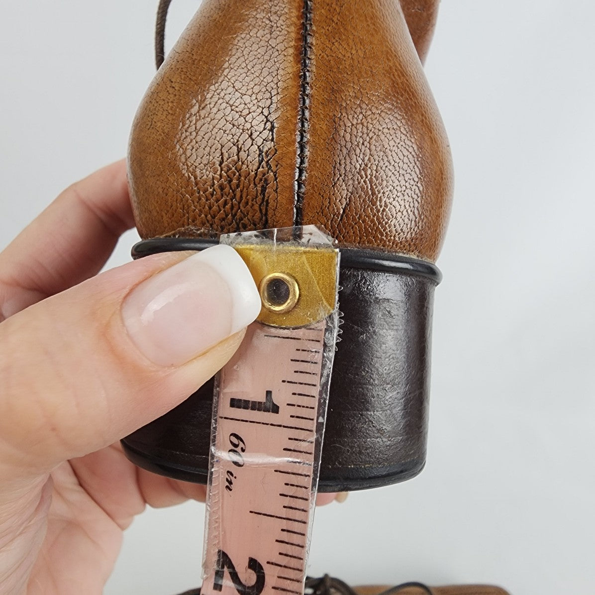 Geox Brown Leather Square Toe Lace Up Wedge Shoes Size 5