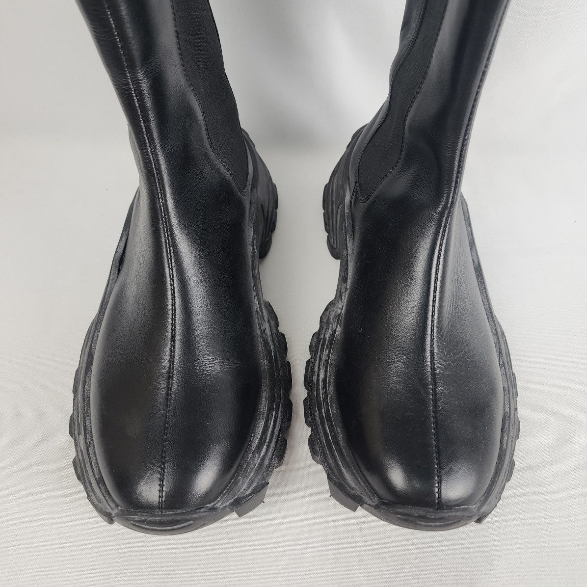 L'intervalle Black Leather Chunky Sole Boots Size 8.5