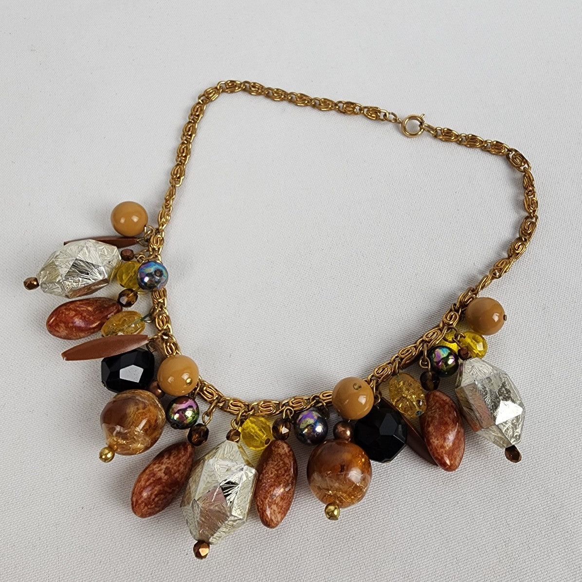 Vintage Brown Tone Chunky Beaded Necklace