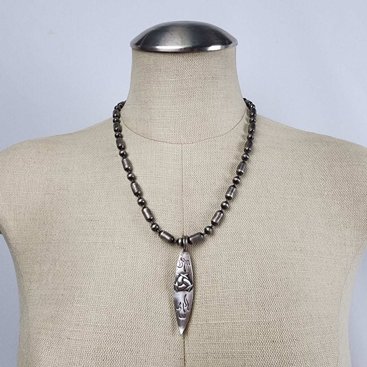 Zik Zok Silver Pendant Chunky Chain Necklace