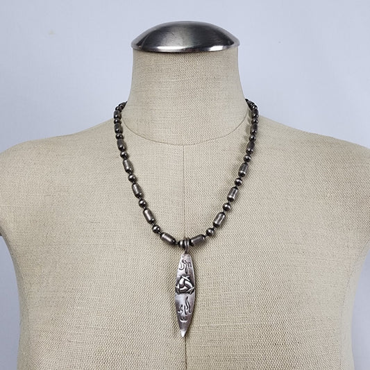 Zik Zok Silver Pendant Chunky Chain Necklace