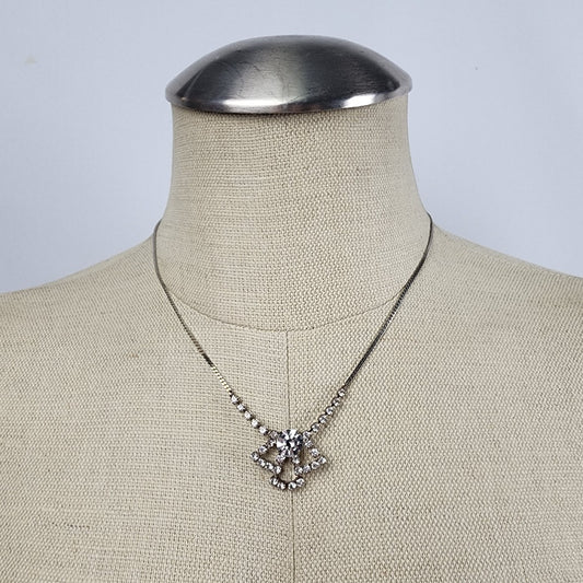 Vintage Silver Tone Rhinestone Necklace