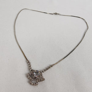 Vintage Silver Tone Rhinestone Necklace