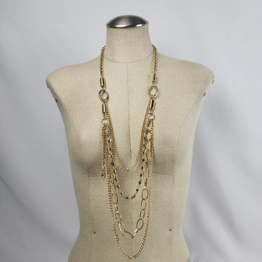 Gold Tone Layered Chain Necklace