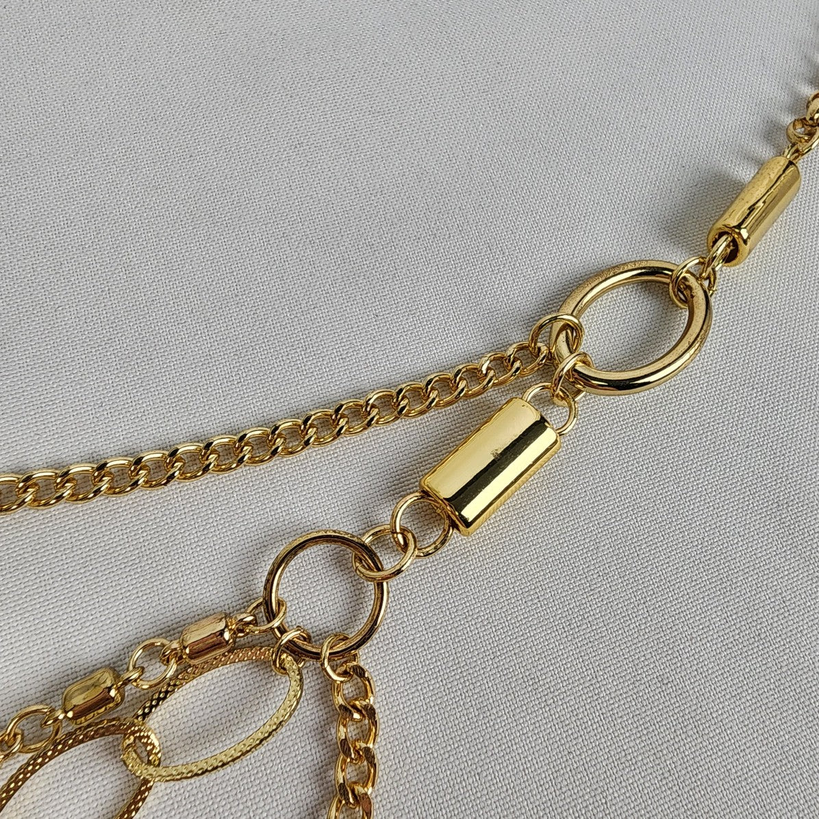 Gold Tone Layered Chain Necklace