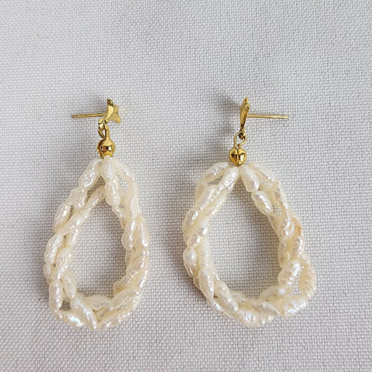 Vintage Fresh Water Pearl Beaded Drop Earrings