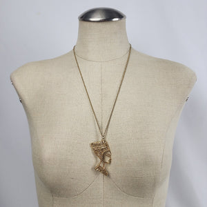 Vintage Michele Lynn Queen Nefertiti Pendant Chain Necklace