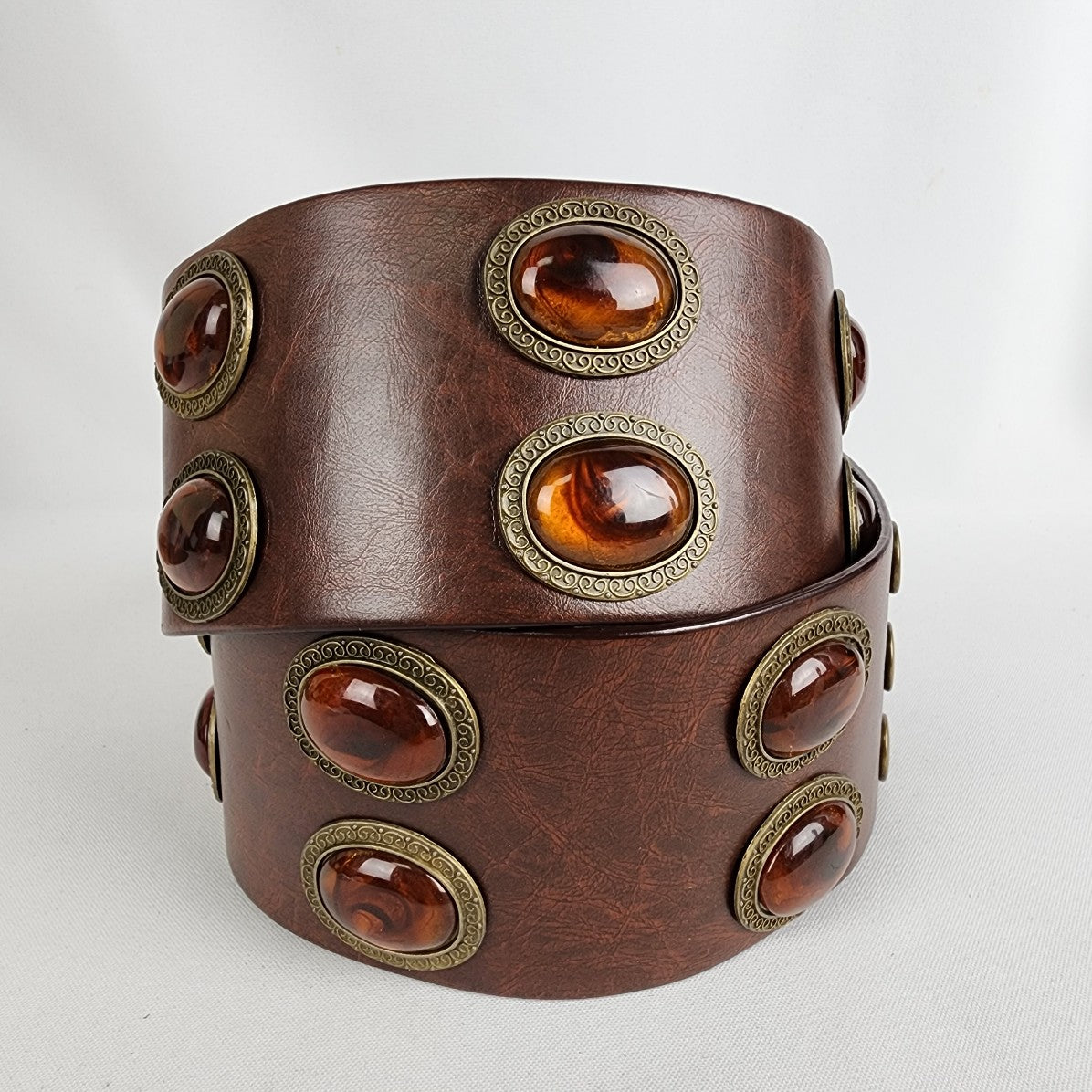 Brown Bronze Studded Wide Belt Size S/M