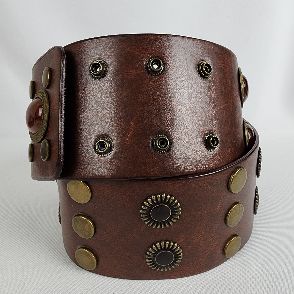 Brown Bronze Studded Wide Belt Size S/M