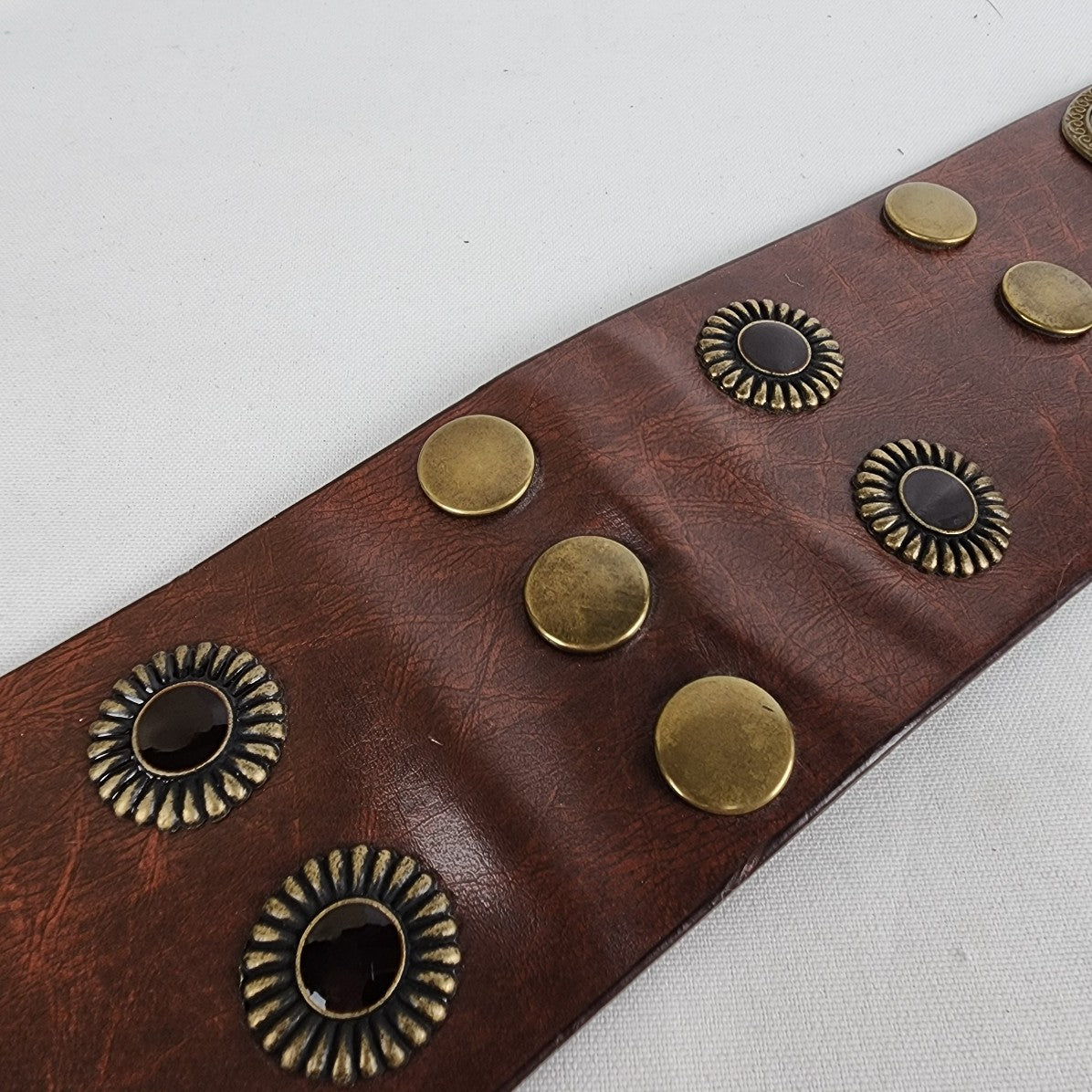 Brown Bronze Studded Wide Belt Size S/M