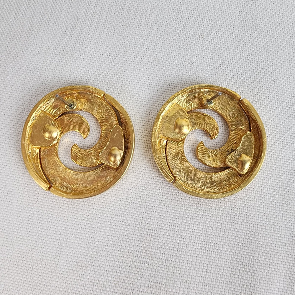 Vintage 80s Matte Gold Swirl Earrings