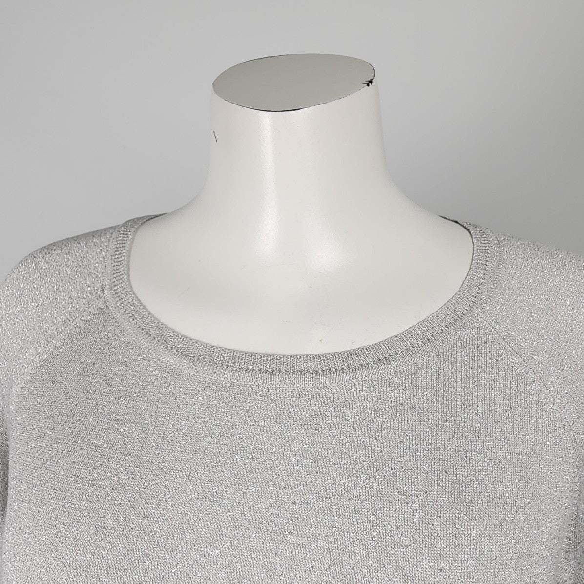 Zara Silver Metallic Knit Light Sweater Size L