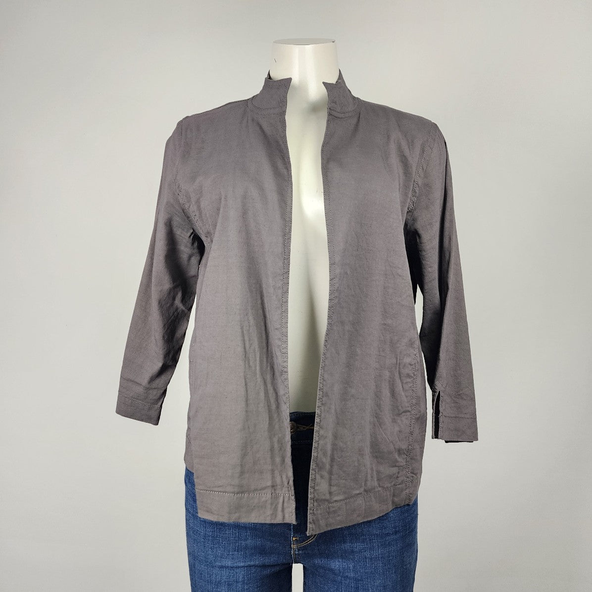 Eileen Fisher Grey Linen Blazer Jacket Size S