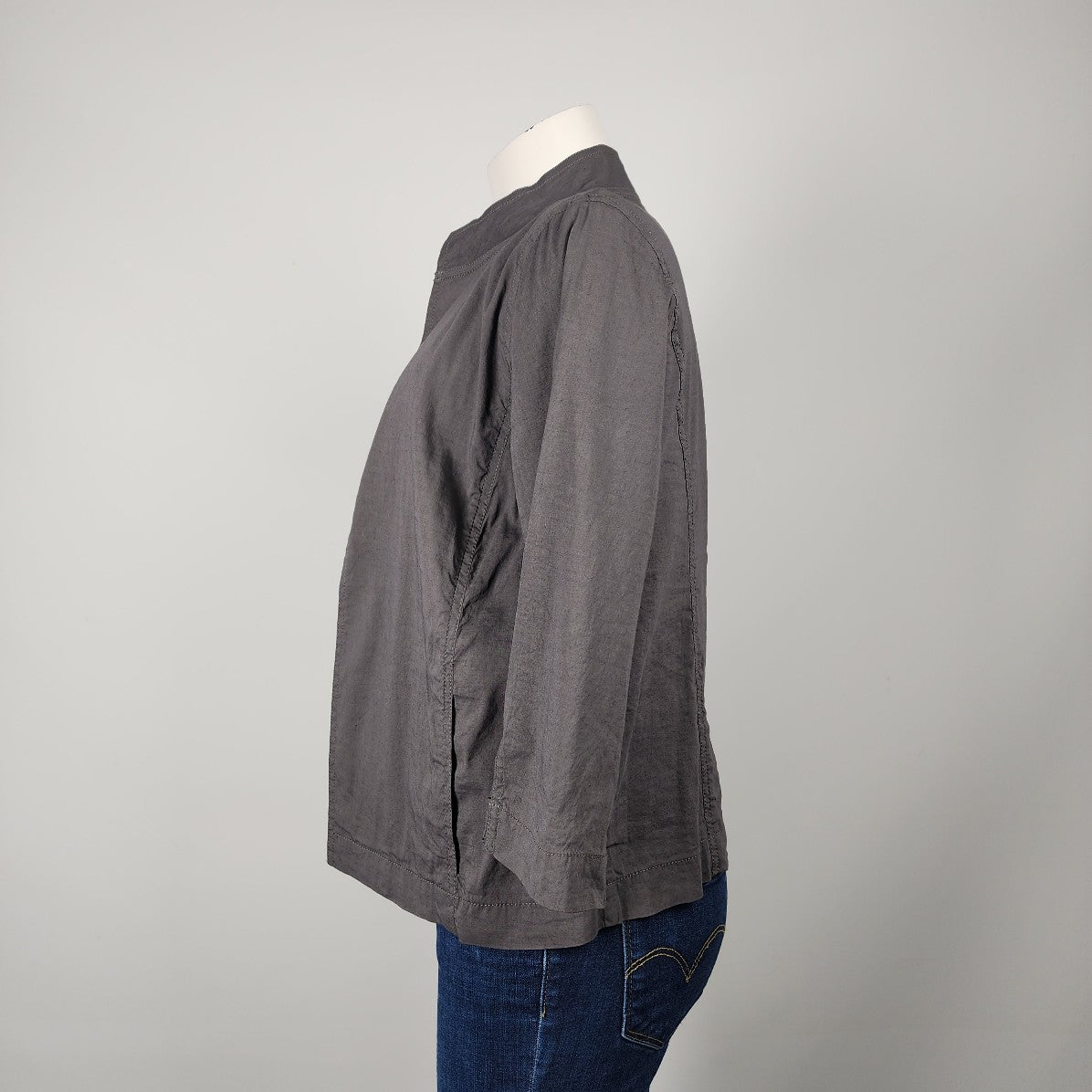 Eileen Fisher Grey Linen Blazer Jacket Size S