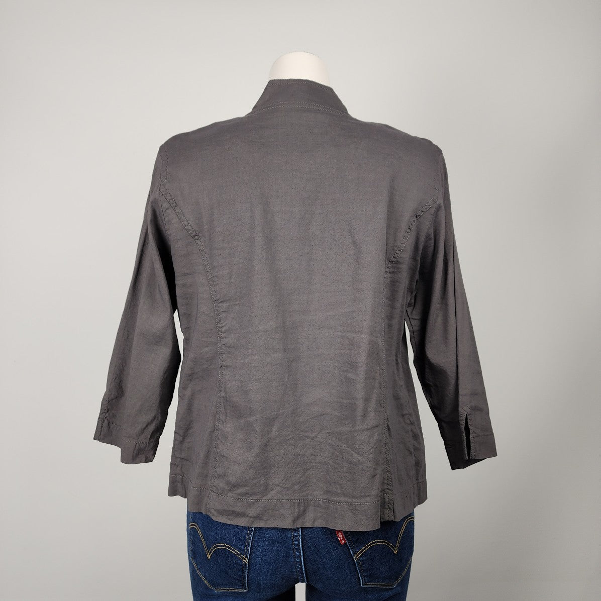 Eileen Fisher Grey Linen Blazer Jacket Size S