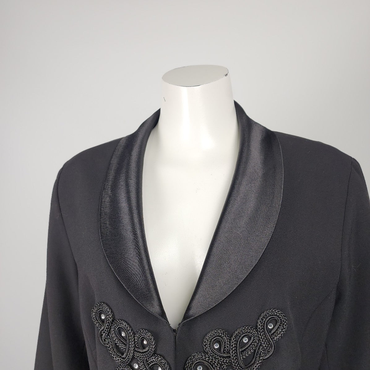 Vintage Joseph Ribkoff Black Beaded Cropped Jacket Size 16