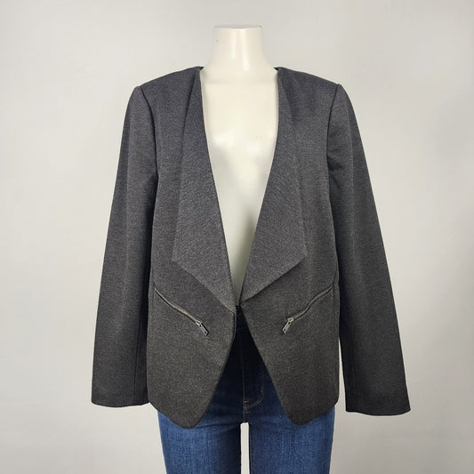 Reitmans Charcoal Grey Waterfall Blazer Size 16