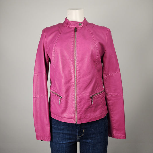 Black Rivet Pink Vegan Leather Zip Up Jacket