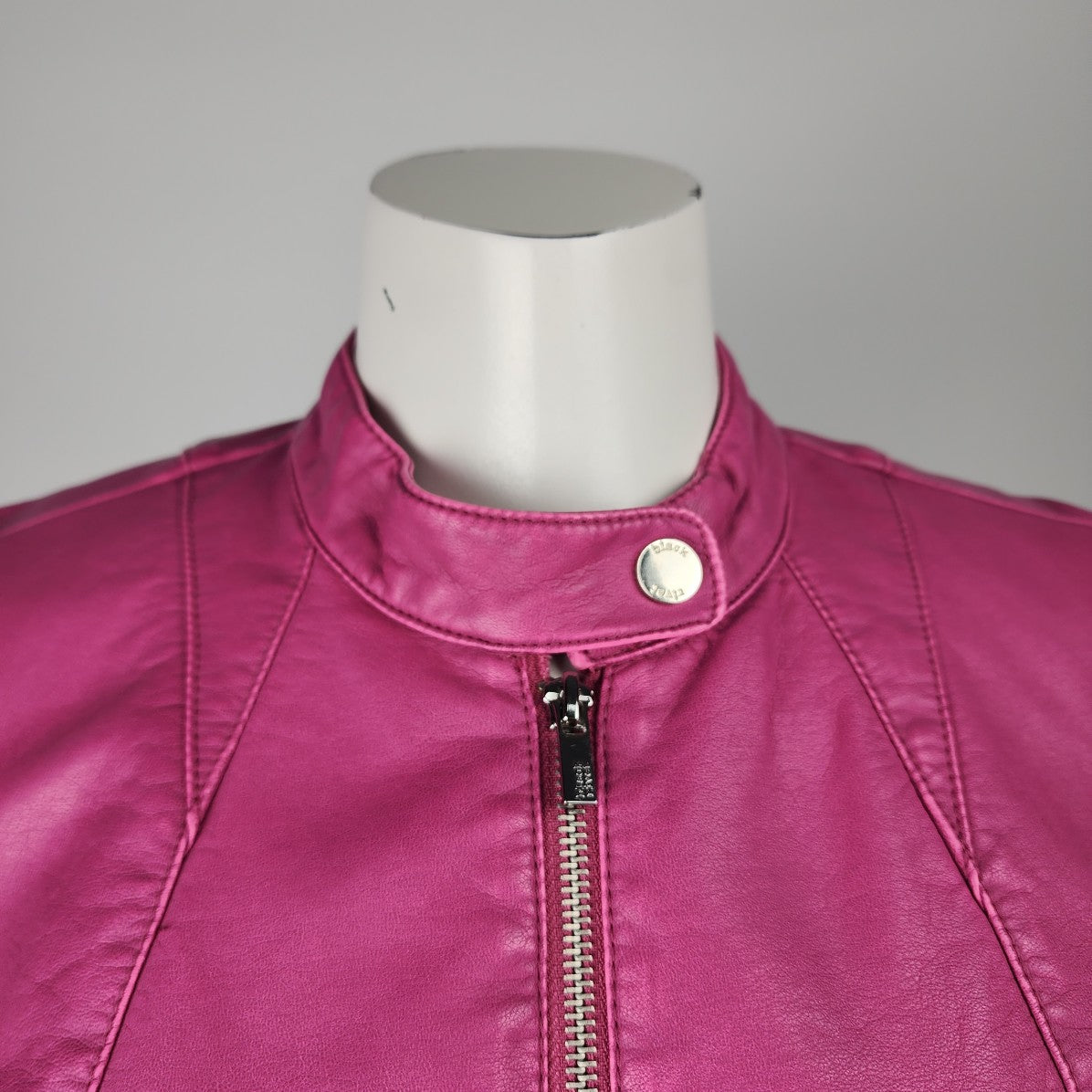 Black Rivet Pink Vegan Leather Zip Up Jacket