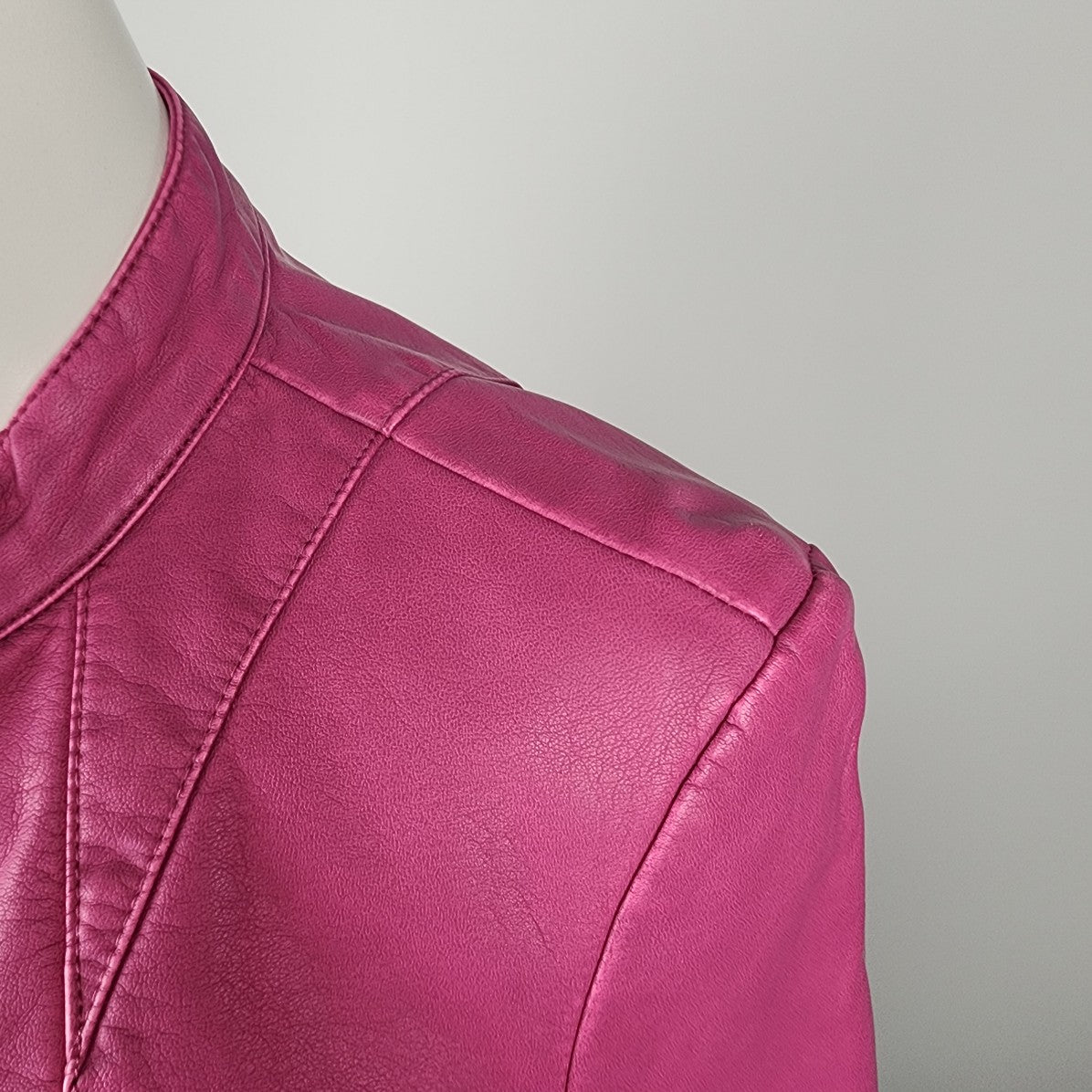 Black Rivet Pink Vegan Leather Zip Up Jacket