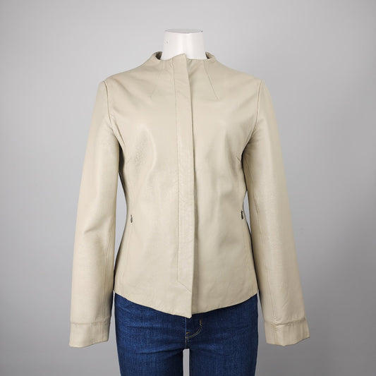 Susan Bristol Cream Leather Zip Up Jacket Size 6