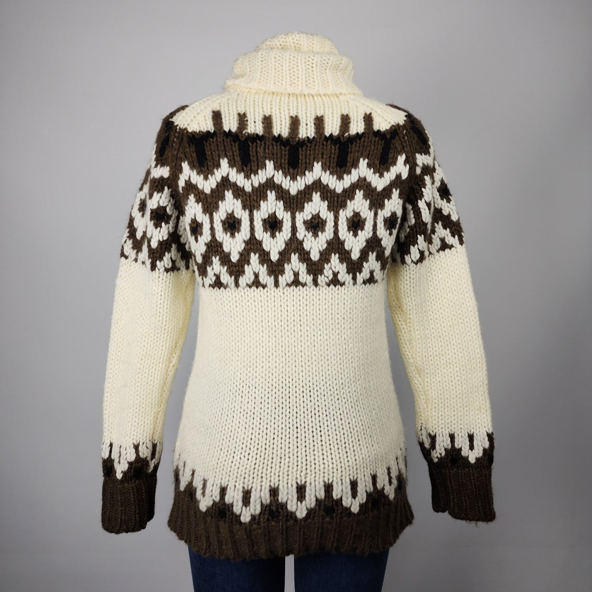 Vintage Expedition Cream Fair Isle Knit Sweater Size M