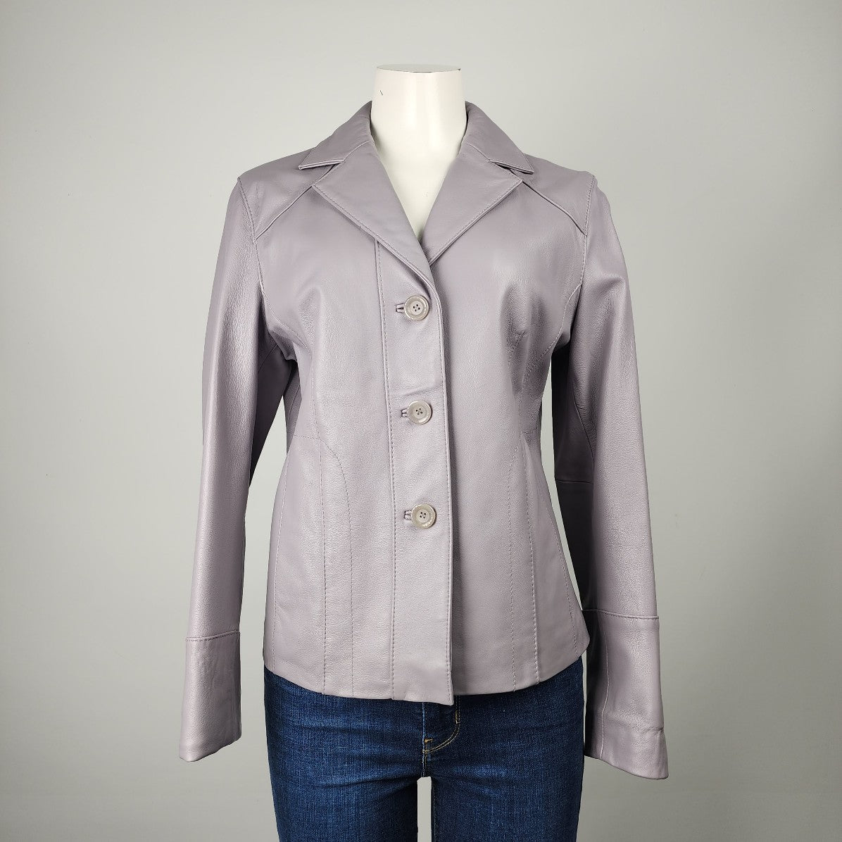 Wilsons Leather Lavender Grey Leather Jacket Size M