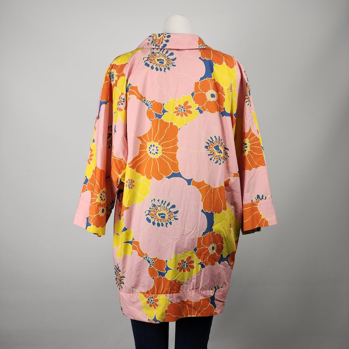 Zara Orange Floral Oversize Tunic Blouse Top Size M