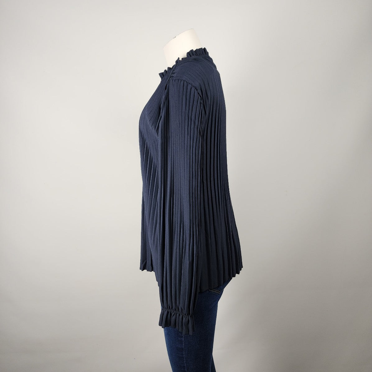 Culture Navy Blue Pleated Blouse Top Size L