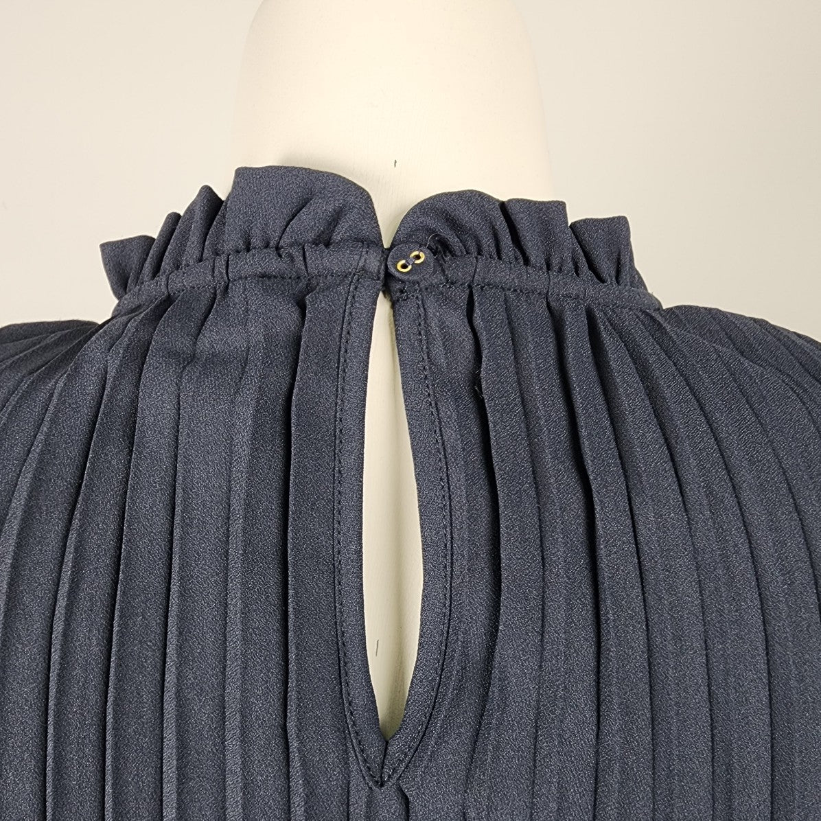 Culture Navy Blue Pleated Blouse Top Size L