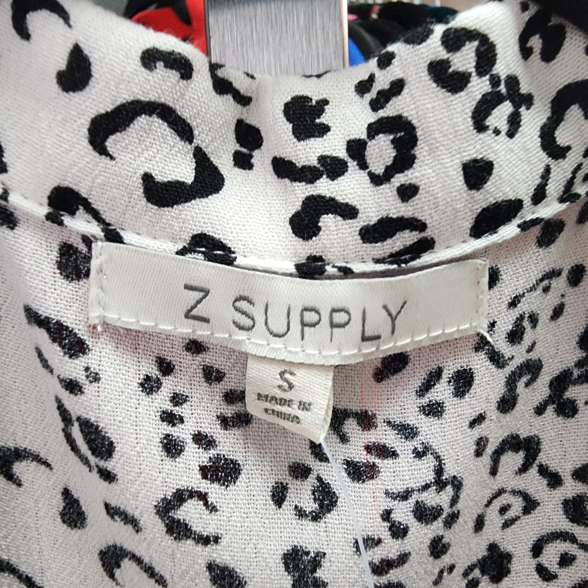 Z Supply White Animal Print Button Up Tunic Top Size S