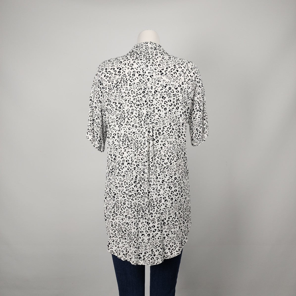 Z Supply White Animal Print Button Up Tunic Top Size S