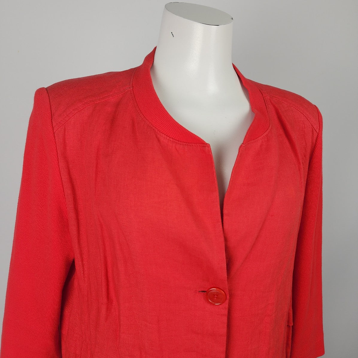 Riani Red Linen Button Up Long Jacket Size 12