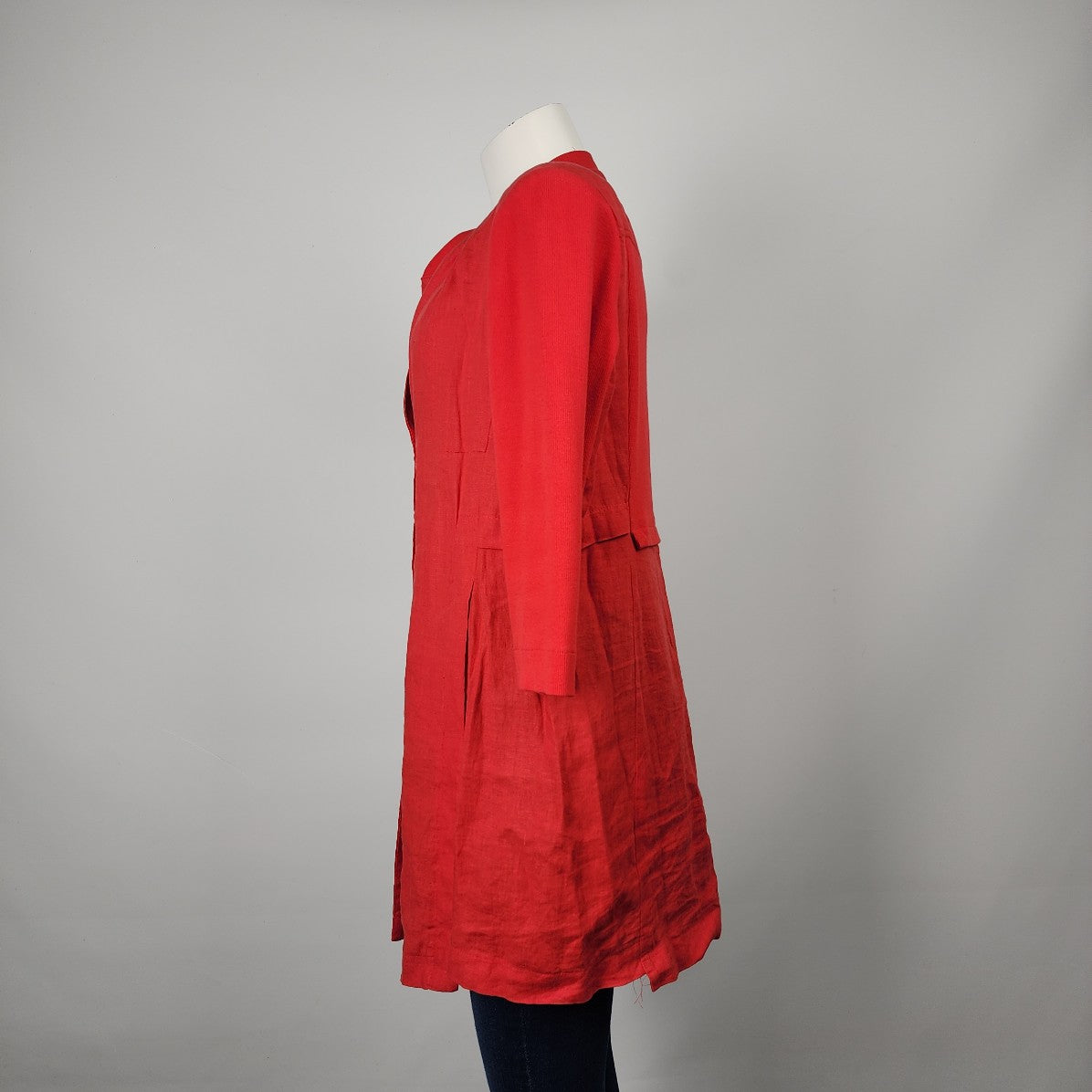 Riani Red Linen Button Up Long Jacket Size 12