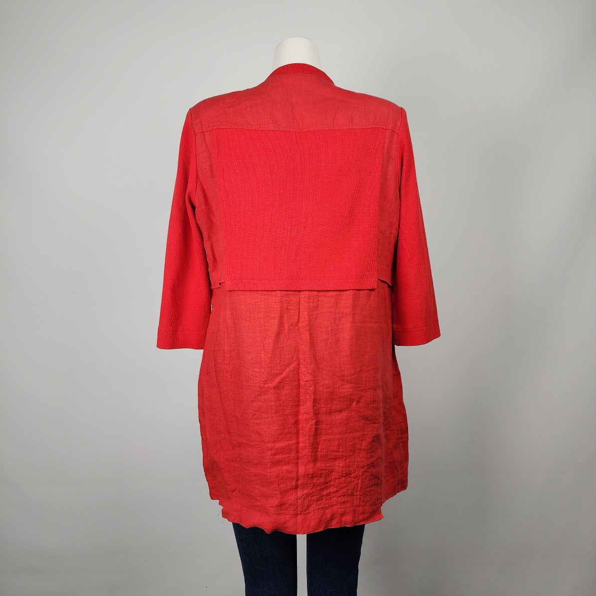 Riani Red Linen Button Up Long Jacket Size 12